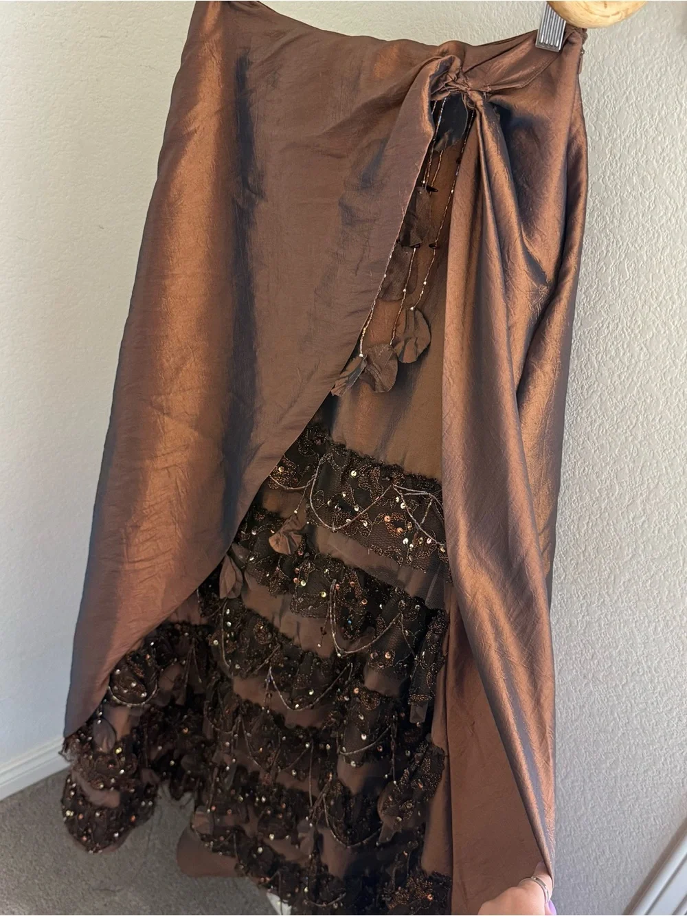 PUTROS COUTURE rare formal 90s maxi skirt sequins beaded renfair whimsigoth
